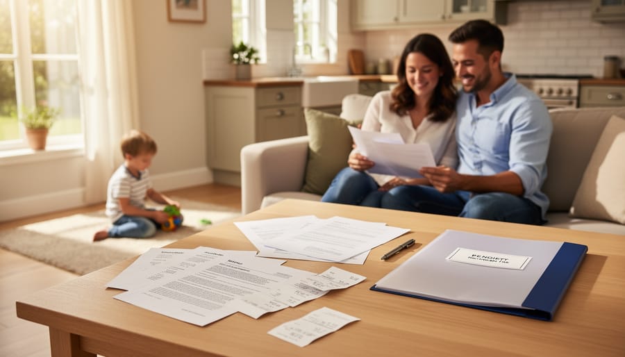 A set of Canadian residency documents and a credit card laid out on a kitchen table.